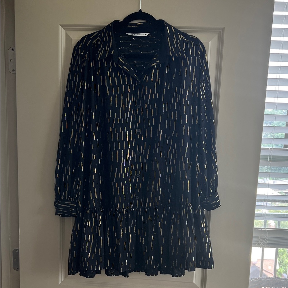 Zara Black Dress with Gold Pattern